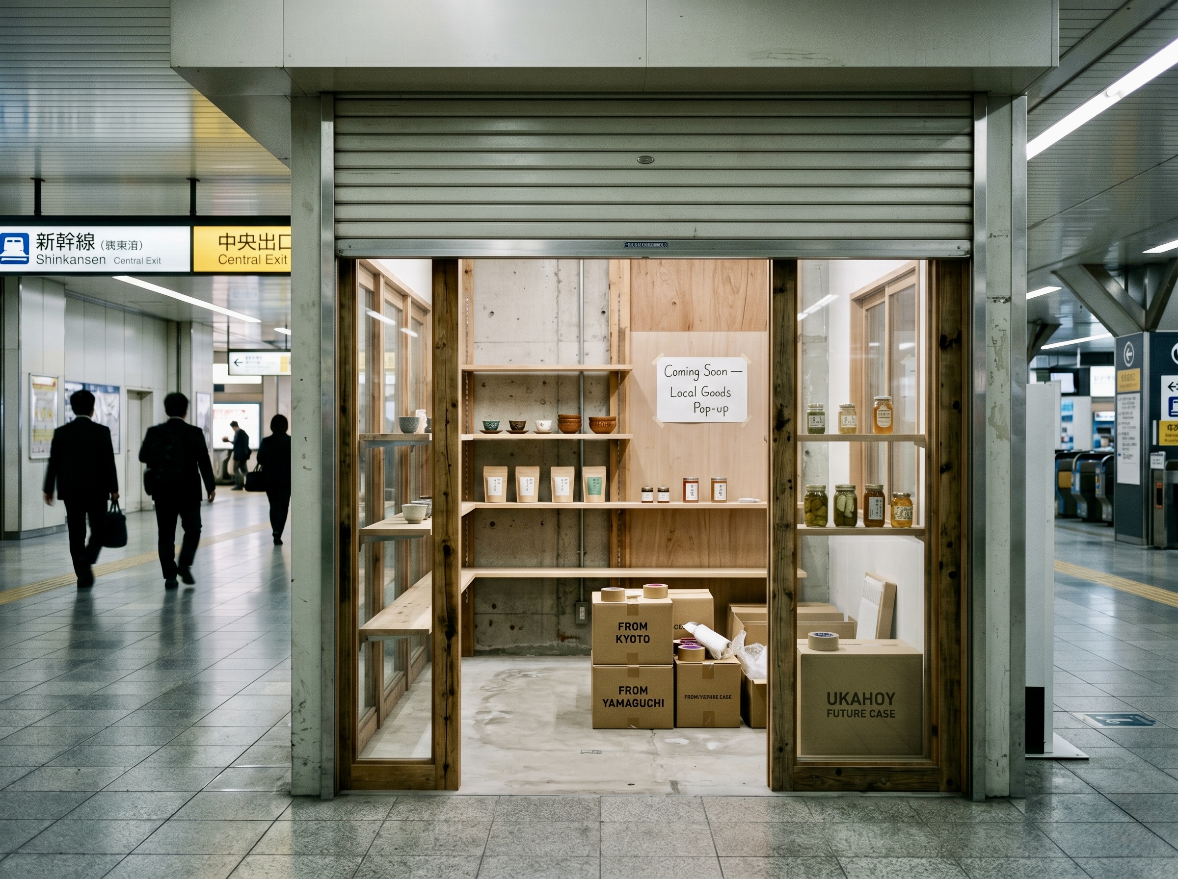 駅ナカの空きテナントに地方物産の発信地が生まれる構想イメージ